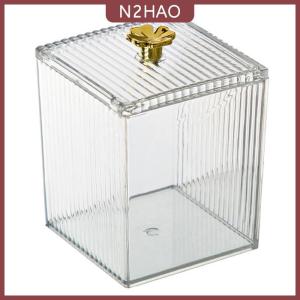 N2HAO  Trang Điểm Lưu Trữ Tổ Chức Phòng Tắm Jar Bông Tăm Bông Lưu Trữ Vuông Container Bông Phun Lưu Trữ Hộp Mỹ Phẩm Bông Hộp