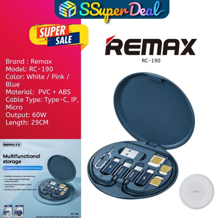 Remax Wanbo Series RC190 60W Multifunction Fast Charging Cable Set Sim