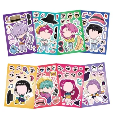 JXFTKM 8 Sheets 8แผ่น แผ่นสติ๊กเกอร์ KPop Demon Hunters อนิเมะกราฟฟิตี้ คอสเพลย์มิรา โซอี้ รูมิ แผ่นสติ๊กเกอร์ปริศนา ใหม่ ป้องกันน้ำ รูปลอกการ์ตูนเกม ของชำร่วยงานเลี้ยง