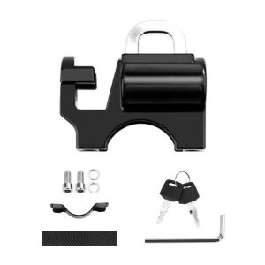 WH C5GOON Motorcycle Helmet Lock Anti-Theft Helmet Security Lock Metal 20mm-28mm Black with 2 Keys and Hook A1E4