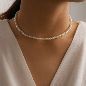Vintage Necklace Brides Wedding White Pearl Necklace Pearl Necklace Choker Adjustable Party Sweater