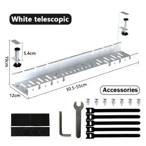 🇸🇬 Ready Stock - Extendable Under Desk Cable Management Table Organiser Wire Plug Cord Rack Storage Holder Tray / Cable management/ Cable tray Tray organizer Wire organiser