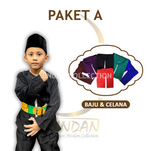 Baju Pangsi Anak Betawi Terlengkap Sabuk Peci Setelan Pangsi Selendang Golok Mainan