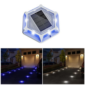 Solar Driveway Lights Dock Outdoor Deck Marker LED Lights IP67 Waterproof Cast Aluminum Dual Color Auto On Off For Home Yard Garden Decor Lighting Lamps