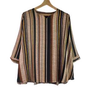 Atasan Wanita BIG SIZE SaLur Strip Rayon Terbaru  Lengan 7/8 SUPER JUMBO LD 110 120 130 CM XXL 4XL 5XL 4548#