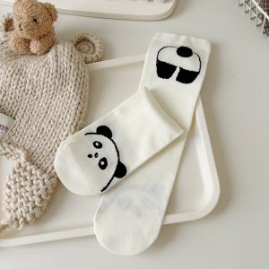 4Pairs Funny Cartoon Mid-Calf Socks Women Trendy Cotton Animal Autumn and Winter Socks Cute Comfortable Soft Breathable Cozy Crew Socks