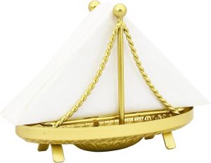 Metal Sailboat Shaped Napkin Holder Tabletop Paper Towel Dispenser Mail Letter Sorter Rack Document File Storage - Golden