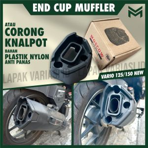 CORONG KNALPOT VARIO 125/150 ALL NEW VARIO 125 SEMUA TIPE ( 2018 - NOW ) VARIO 150 SEMUA TIPE ( 2017 - NOW ) END MUFFLER CORONG KNALPOT VARIO 125 150 END CUP CORONG HONDA VARIO PLUG AND PLAY ( PNP ) bahan PLASTIK NYLON ( ANTI PANAS ) original merk MOSCOW