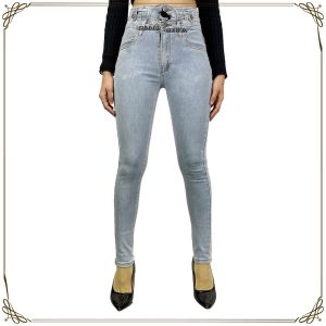 Highwaist Skinny Jeans Stretch Wanita Style dengan 3 Kancing Kekinian / Celana Panjang High Waist Skinny Denim Cewek / Celana Jeans Pinggang Tinggi SE P586