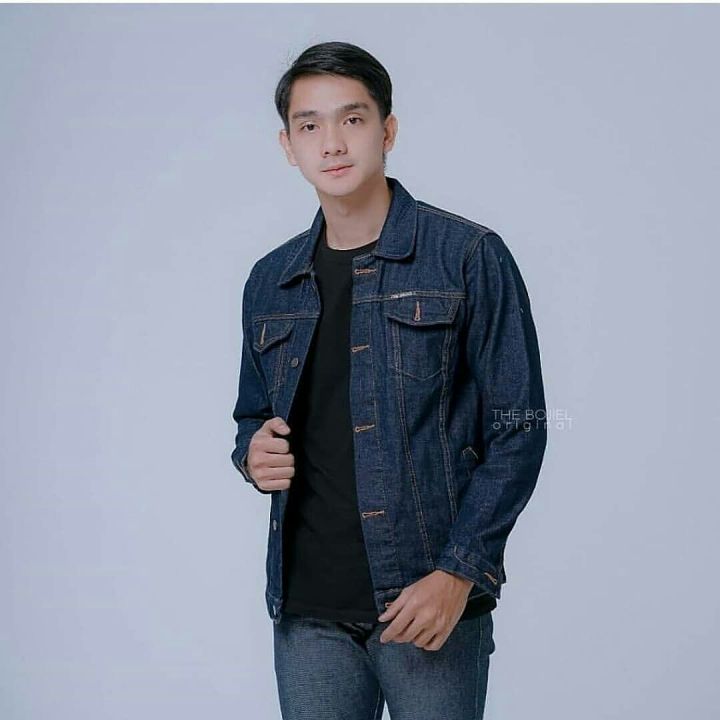 Jaket jeans hot sale blue black