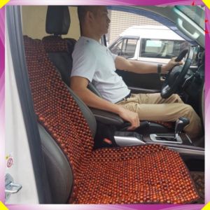 Đệm hạt gỗ tựa lưng massage lót ghế ô tô 100% gỗ Hương tự nhiên dạng cài vai đan kết diềm mép cao cấp