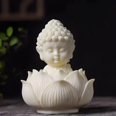 Shakamuni Statue Buddha Tathagata Home Decor Gift Accessories Lotus Base Ivory Frui Q Version Baby Guanyin
