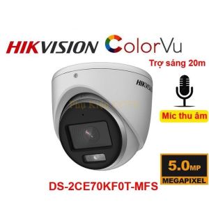 Camera HIKVISION 5Mp 3K Có Màu Ban Đêm DS-2CE70KF0T-MFS đèn trợ sáng 20m tích hợp mic vỏ kim loại - Bảo hành 24 tháng.