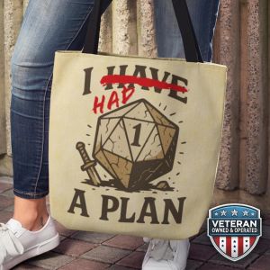 Funny DnD Dice Tote Bag "I Had a Plan" Shopping Bag from Dungeons and Dragons Gift for Dungeon Master Game Night D20