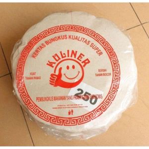 250 Lembar - Kertas Nasi Bunga / Alas Piring Bulat Bambu Rotan Kembang Coklat 25cm