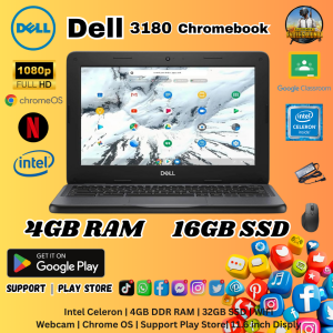 Dell Chromebook 3180 Dell 11.6 inch HD Screen Support Play store 4GB RAM / 16GB SSD