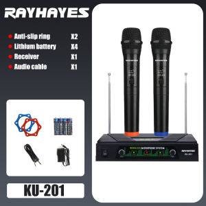 RAYHAYES Dual Channel Wireless Microphone for Karaoke Performance -Classic style with extremely stable signal