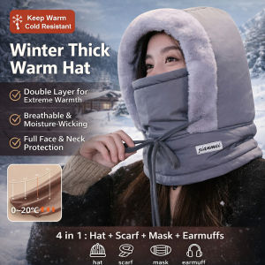 Cycling Hat Padded And Thickened Winter Fleece Lined Windproof Warm Cap Outdoor Cold Protection Hat Scarf 加绒加厚保暖雷锋帽子