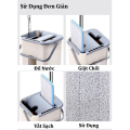 Bộ cây lau nhà chổi lau nhà thông minh tự vắt 360 độ 2 trong 1 kèm thùng vắt 2 ngăn loại to. 