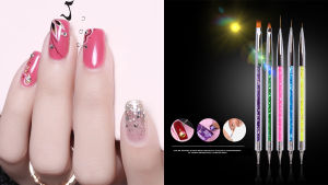 5pcs Nail Art Brushes Double-ended Nail Dotting Pen Decoration Rhinestone Crystal Liner Brush Manicure Point Drill Drawing Tools