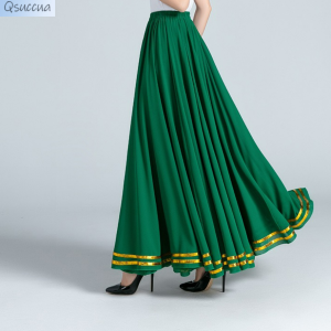 ใหม่ฤดูใบไม้ผลิ/ฤดูร้อนของผู้หญิงชุดกระโปรงกระโปรงทรงเอยาวอเนกประสงค์ชุดปลายกระโปรงบานกระโปรงสั้นใส่เต้นรำซินเจียงความยาวปานกลางเพรียวบาง