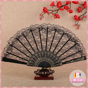 Biblio【Ready in Stock】 Vintage Style Lace Folding Hand Fan Bride Hand Fan Art Craft Gift Decor