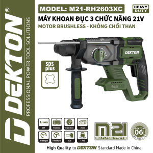 Dekton Máy Khoan Đục 3 Chức Năng M21-RH2603XC Brushless 21V SDS Plus Chân Pin M21 Phổ Thông Thân Máy