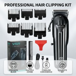 VGR V-282 new mens special electric cutting liquid crystal display engraving electric razor oil hair clipper 6500RPM Long battery life