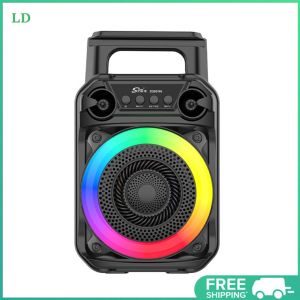 COD [Free Shipping] Outdoor Indoor Bluetooth Portable Speaker with Microphone RGB Lights for Karaoke and Music Enjoyment
