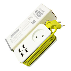 Strip Steker Standar Eropa/Papan Steker 4USB 1 Lubang/2 Lubang/3 Lubang dengan Sakelar Kawat Soket Kepala Bulat Rumah Tangga Daya Tinggi