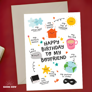 Birthday Card for Boyfriend Cute Romantic Greeting Love Cute Romance Card Love Gift Sweet Bday Boyfie Greeting Card