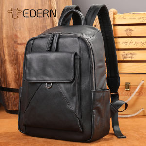 EDERN 2025 New Genuine Leather Backpack for Men Large Capacity Cowhide School Bag Waterproof Travel Backpack 13.3-inch Laptop Bag