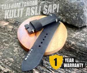 Tali Jam Tangan Kulit Asli Sapi Warna Hitam Garansi 1 Tahun - nyaman dan tahan lama