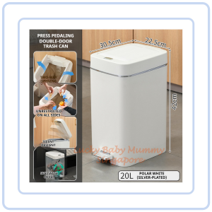 【COZYCASA】Minimalist Double Door Trash Bin/Foot Pedal & Press Lid/Silent Dustbin