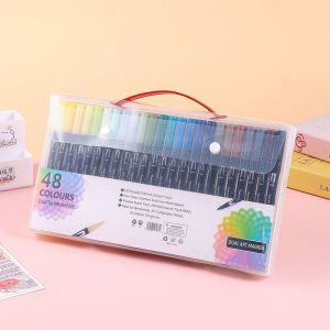 WDS Spidol Warna Set 12/36/60/80/100/120 Spidol Brush Pen 2 Tips Spidol Set Marker Drawing Pen AT01