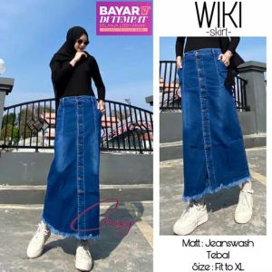 Rok Span Jeans Rok Lepis  Panjang Wanita Terbaru Greya Skirt Rok Button Rawis