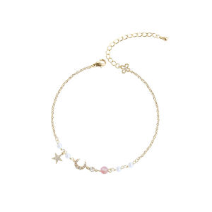 Fy💙 Gelang Mutiara Zirkonia Bulan / Gelang Mutiara Liontin Bulan Bintang / Gelang Mode yang Dapat Disesuaikan
