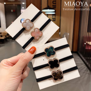 MIAOYA Fashion Jewelry Shop 3 Pics Rubber Band For Ladies Four-leaf Clover Design Hair Rope For Students Beautiful Birthday Gift