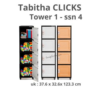 LEMARI PLASTIK TABITHA SUSUN 4 FULL KUNCI ATAU NON-KUNCI MINIMALIS [TABBOX]