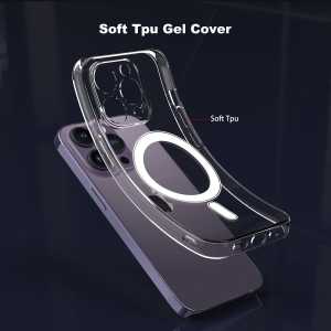 Soft Case Transparant Bening Magnetik Support Magsafe Wireless Charging Phone Case Silikon With Frame Kamera Kompatibel Untuk Iphone 11 11 Pro Max Iphone 12 12 Pro Pro Max Iphone 13 13 Pro Max Iphone 14 14 Plus Pro Pro Max iphone 15 15 Plus 15 Pro Max