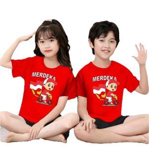 Kaos Anak Laki laki Kemerdekaan 17 Agustus Indonesia Atasan Baju Merah Putih Lengan Pendek