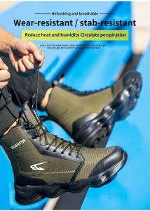 Outdoor Men Work Boots Safety Shoes Anti-puncture Safety Boot Work Steel Toe Shoes Indestructible Desert Combat Boots Protective