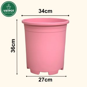 Chậu nhựa trồng cây VIETPOT size Lớn 34x36cm 6.6Gallon trơn trồng kiểng lá hoa hồng trang trí các loại cây sân vườn ban công.