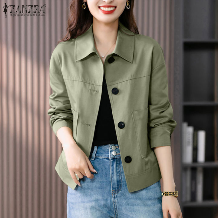 Women Blazers Jackets Stylish Buttons Clothes Loose Top Long