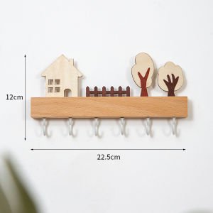 Nordic Solid Wood Wall Key Hook Creative New Wall-Mounted Entryway No-Drill Key Storage Rack For Entrance