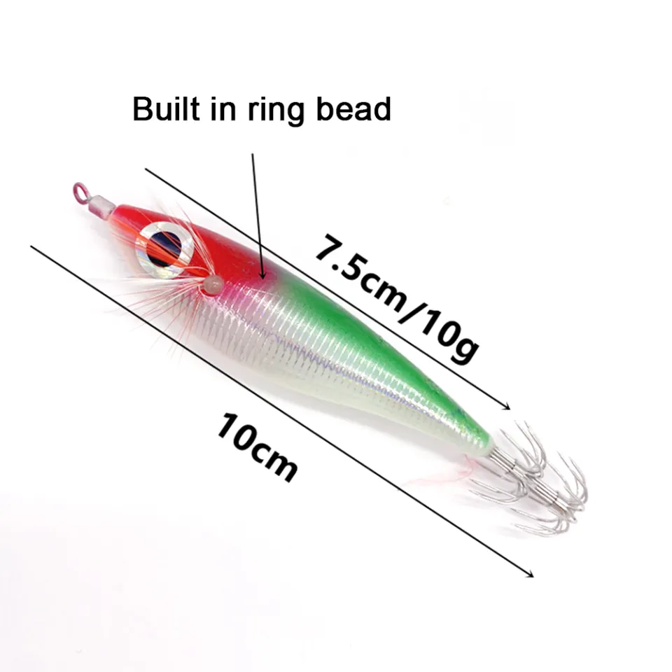 In Stock]Wood Shrimp Fishing Lure 10cm 10g Squid Jig Hook Bait