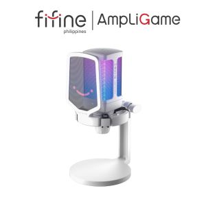 FIFINE AmpliGame Q6 RGB Gaming Noise Cancelling Mic USB Microphone Cardioid Condenser Mic  for PC PS5