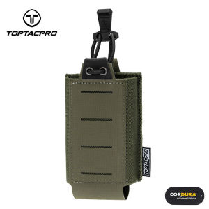 TOPTACPRO Tactical Single Mag Pouch for 556 Mag MOLLE Lightweight Quick Draw Buckle with Elastic Cloth Tactical Mag Holder 8527