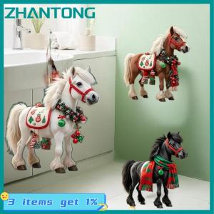 ZHANTONG 1 3Pcs Elegant Christmas Horse 2D Acrylic Decorations Hanging On Christmas Trees As Christmas Home Decorations Xmas Party Gifts
