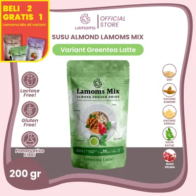 [BELI 2 GRATIS 1] Susu Almond Lamoms Mix Rasa Greentea Latte - 200gr